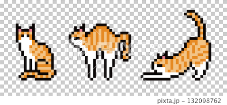 Brown and white cat pixel art Brown and white cat pixel art 132098762