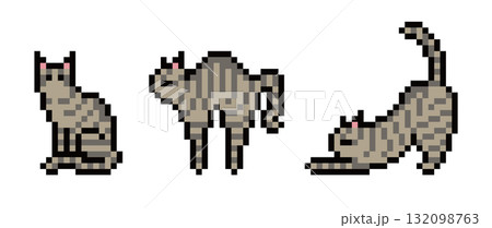 キジトラ猫のドット絵 キジトラ猫のドット絵 132098763