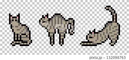 キジトラ猫のドット絵 キジトラ猫のドット絵 132098763