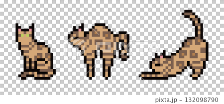 Bengal Cat Pixel Art 132098790