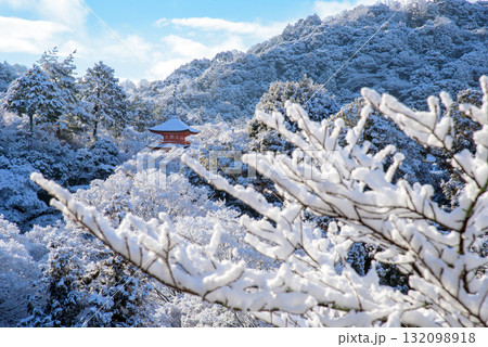 雪化粧した清水寺 子安の塔 雪化粧した清水寺 子安の塔 132098918
