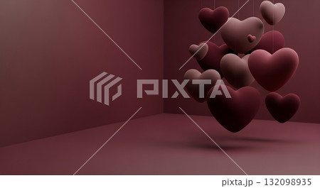Floating hearts in a burgundy room, perfect for Valentine's Day or romantic themes. Floating hearts in a burgundy room, perfect for Valentine's Day or romantic themes. 132098935