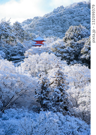 雪化粧した清水寺 子安の塔 雪化粧した清水寺 子安の塔 132099379
