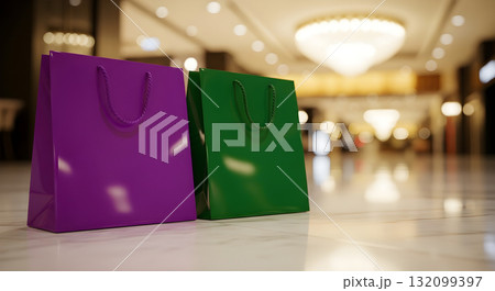 Shopping bags in a mall Shopping bags in a mall 132099397