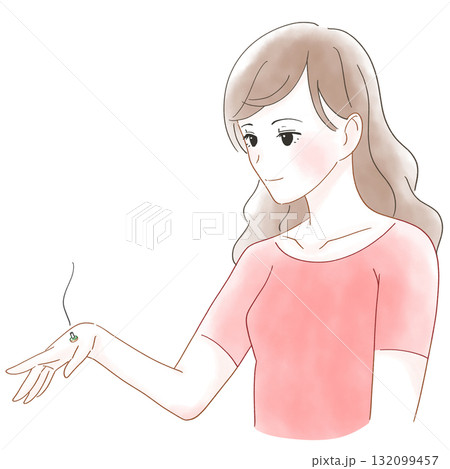 手にお灸をする女性の水彩風イラスト 132099457