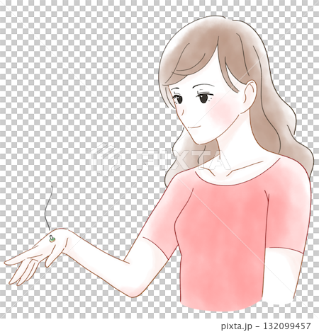 手にお灸をする女性の水彩風イラスト 132099457
