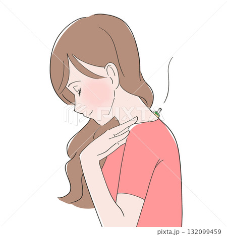 首にお灸をする女性のイラスト 132099459