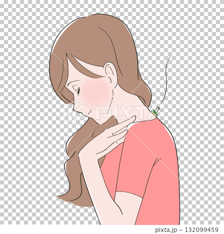 首にお灸をする女性のイラスト 132099459