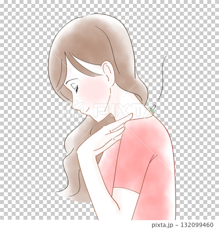 一位女士脖子上艾灸的水彩畫 一位女士脖子上艾灸的水彩畫 132099460