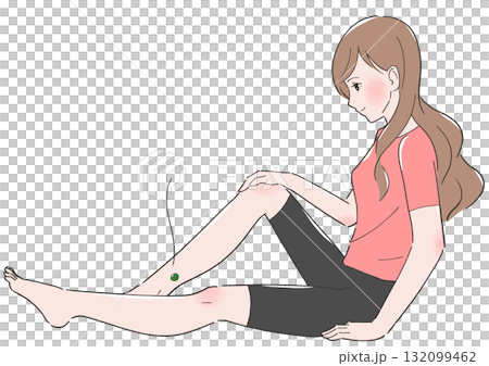 足にお灸をする女性のイラスト 132099462