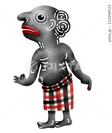 Cute Traditional Southern Thai Shadow Puppet Character watercolor painting. Cute Traditional Southern Thai Shadow Puppet Character watercolor painting. 132099525