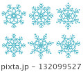 Blue geometric snowflake icons set isolated on white background. Minimal vector design for winter, Christmas, and holiday decorations. Perfect for greeting cards, backgrounds, patterns, web design, an 132099527