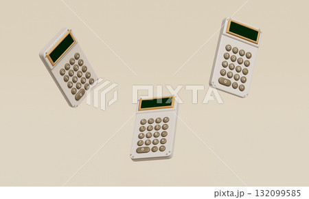Retro Calculator Mock up. 3D Rendering. 132099585