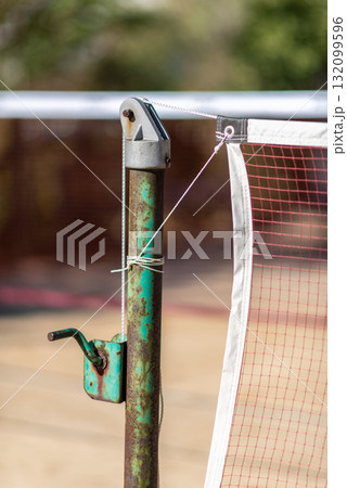 Rusty Tennis Net Post with Crank Handle Rusty Tennis Net Post with Crank Handle 132099596