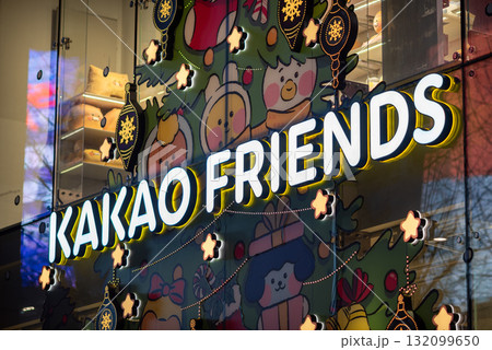 Kakao Friends store with festive holiday decorations and cartoon characters in Seoul, South Korea Kakao Friends store with festive holiday decorations and cartoon characters in Seoul, South Korea 132099650