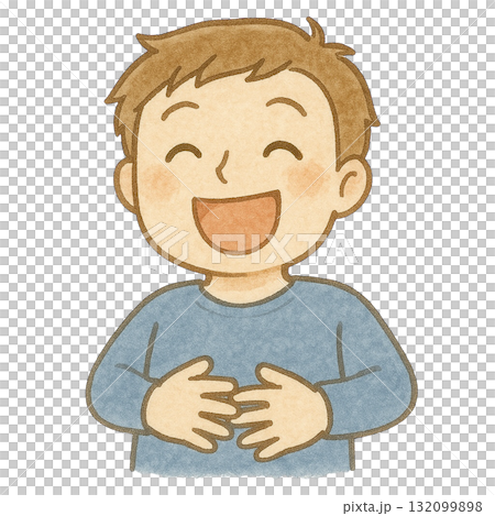 【夫婦】お腹を抱えて笑うパパのイラスト 132099898