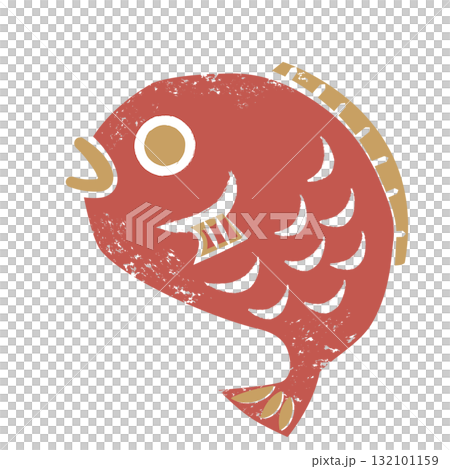 New Year's red sea bream illustration print style lucky charm icon New Year's red sea bream illustration print style lucky charm icon 132101159