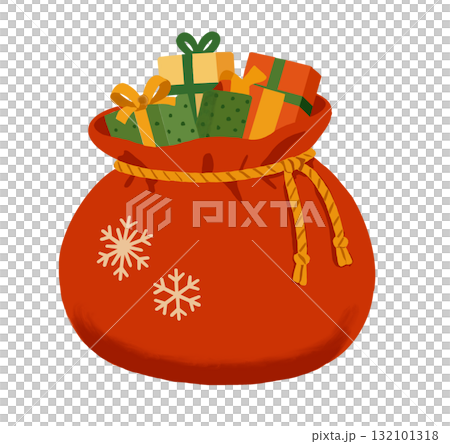 Illustration of Santa Claus bag full of gifts 132101318
