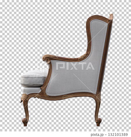 armchair isolate on a transparent background, comfortable furniture for home interior, 3D illustration, cg render 132101389