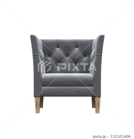 armchair isolate on a transparent background, comfortable furniture for home interior, 3D illustration, cg render armchair isolate on a transparent background, comfortable furniture for home interior, 3D illustration, cg render 132101406