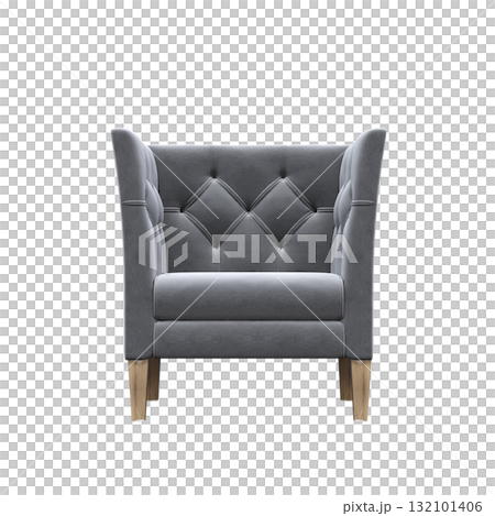 armchair isolate on a transparent background, comfortable furniture for home interior, 3D illustration, cg render armchair isolate on a transparent background, comfortable furniture for home interior, 3D illustration, cg render 132101406