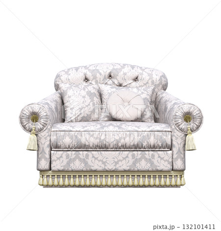 armchair isolate on a transparent background, comfortable furniture for home interior, 3D illustration, cg render 132101411