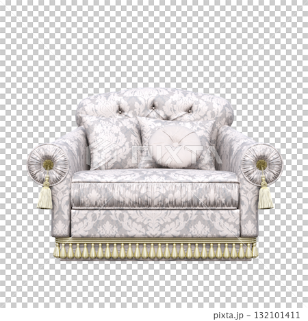 armchair isolate on a transparent background, comfortable furniture for home interior, 3D illustration, cg render 132101411
