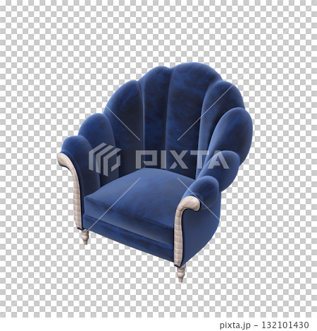 armchair isolate on a transparent background, comfortable furniture for home interior, 3D illustration, cg render 132101430