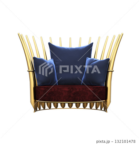 armchair isolate on a transparent background, comfortable furniture for home interior, 3D illustration, cg render 132101478