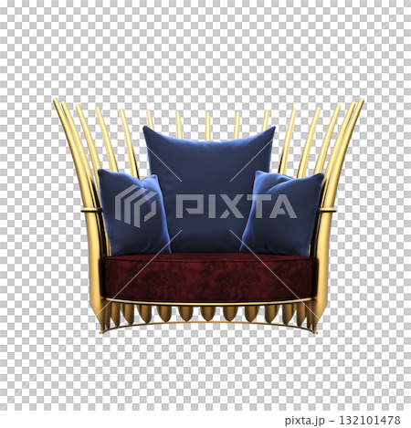 armchair isolate on a transparent background, comfortable furniture for home interior, 3D illustration, cg render 132101478