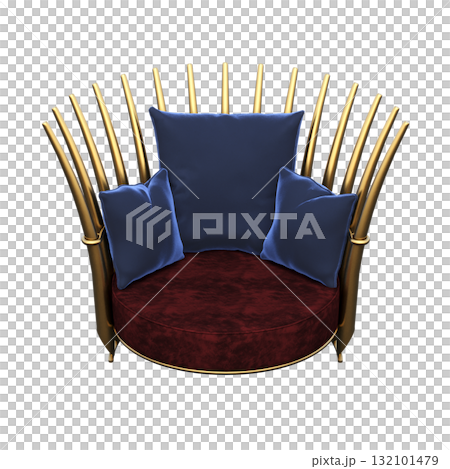 armchair isolate on a transparent background, comfortable furniture for home interior, 3D illustration, cg render 132101479