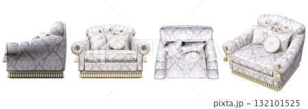 armchair isolate on a transparent background, comfortable furniture for home interior, 3D illustration, cg render armchair isolate on a transparent background, comfortable furniture for home interior, 3D illustration, cg render 132101525