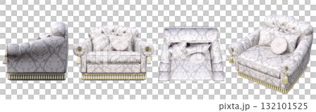 armchair isolate on a transparent background, comfortable furniture for home interior, 3D illustration, cg render armchair isolate on a transparent background, comfortable furniture for home interior, 3D illustration, cg render 132101525