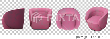 armchair isolate on a transparent background, comfortable furniture for home interior, 3D illustration, cg render 132101528