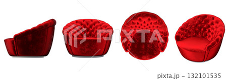 armchair isolate on a transparent background, comfortable furniture for home interior, 3D illustration, cg render 132101535