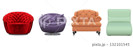 armchair isolate on a transparent background, comfortable furniture for home interior, 3D illustration, cg render armchair isolate on a transparent background, comfortable furniture for home interior, 3D illustration, cg render 132101545