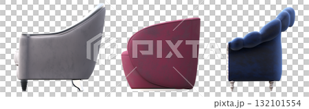 armchair isolate on a transparent background, comfortable furniture for home interior, 3D illustration, cg render armchair isolate on a transparent background, comfortable furniture for home interior, 3D illustration, cg render 132101554