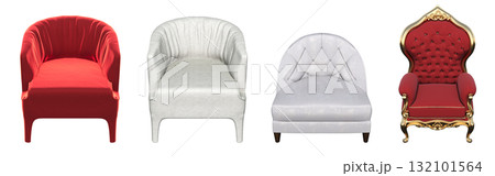 armchair isolate on a transparent background, comfortable furniture for home interior, 3D illustration, cg render 132101564