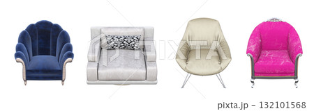 armchair isolate on a transparent background, comfortable furniture for home interior, 3D illustration, cg render armchair isolate on a transparent background, comfortable furniture for home interior, 3D illustration, cg render 132101568