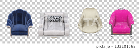 armchair isolate on a transparent background, comfortable furniture for home interior, 3D illustration, cg render armchair isolate on a transparent background, comfortable furniture for home interior, 3D illustration, cg render 132101568