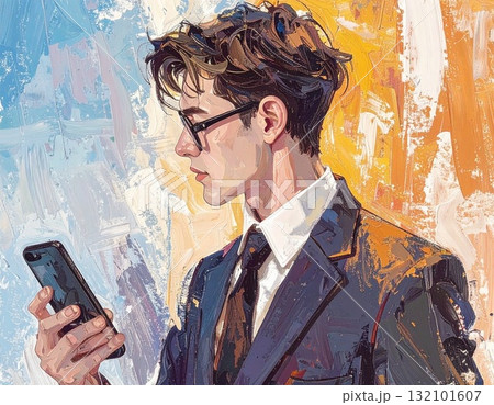 スマホを見ているビジネスマン 132101607