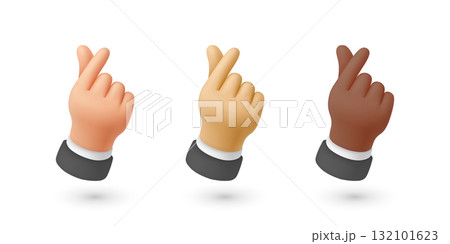 Vector Finger Heart Hand Gesture Set. Korean Finger Heart Illustration Showing Love and Appreciation. Cute Hand Gestures for Social Media, K-Pop, Messaging Design. 3d Vector Icons 132101623