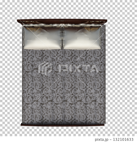bed isolate on a transparent background, interior furniture, 3D illustration, cg render 132101633