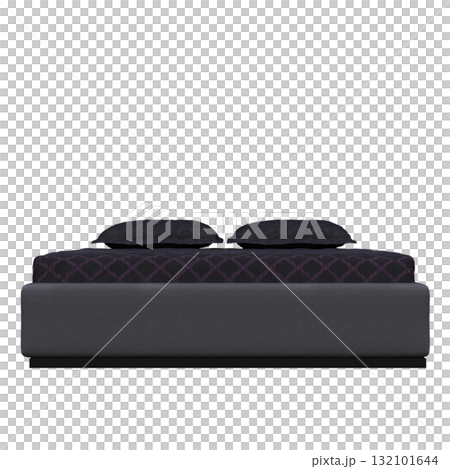 bed isolate on a transparent background, interior furniture, 3D illustration, cg render 132101644