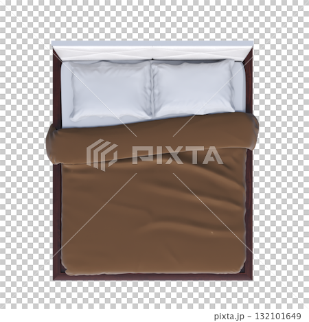 bed isolate on a transparent background, interior furniture, 3D illustration, cg render 132101649