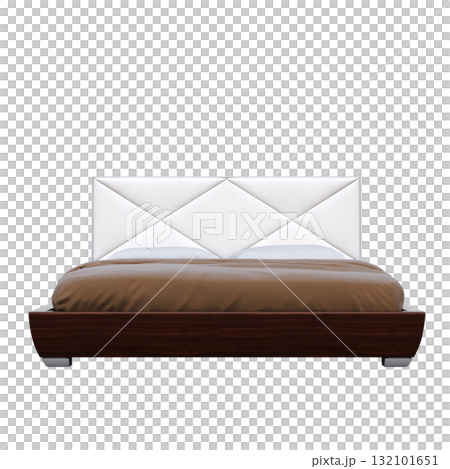 bed isolate on a transparent background, interior furniture, 3D illustration, cg render 132101651