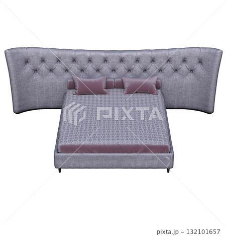 bed isolate on a transparent background, interior furniture, 3D illustration, cg render 132101657