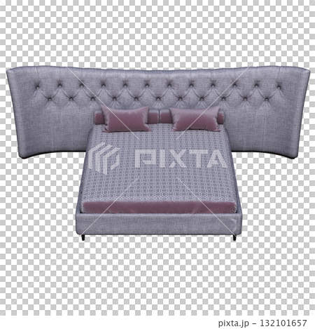 bed isolate on a transparent background, interior furniture, 3D illustration, cg render 132101657