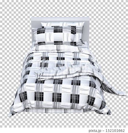 bed isolate on a transparent background, interior furniture, 3D illustration, cg render 132101662