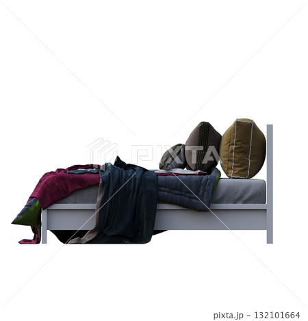 bed isolate on a transparent background, interior furniture, 3D illustration, cg render 132101664